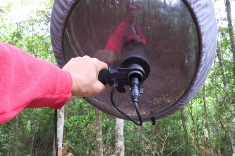 Peter J Poole capturing nature sounds with his recording equiptment