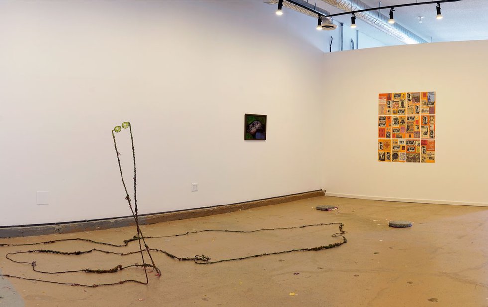 "Weird Woman," 2017, installation shot showing “Librarian’s Chain” by Mary Margaret Morgan in foreground. Photo by Jared Tiller.