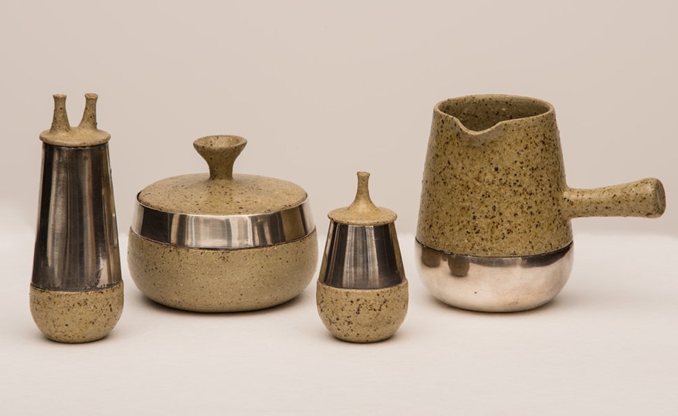 Roman Bartkiw, Cream jug, sugar pot, salt shaker and pepper pot, circa 1960