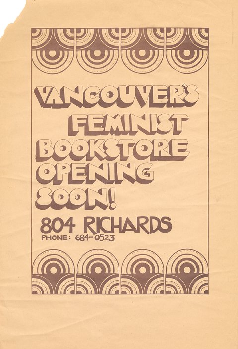 Vancouver Women’s Bookstore launch poster, 1973