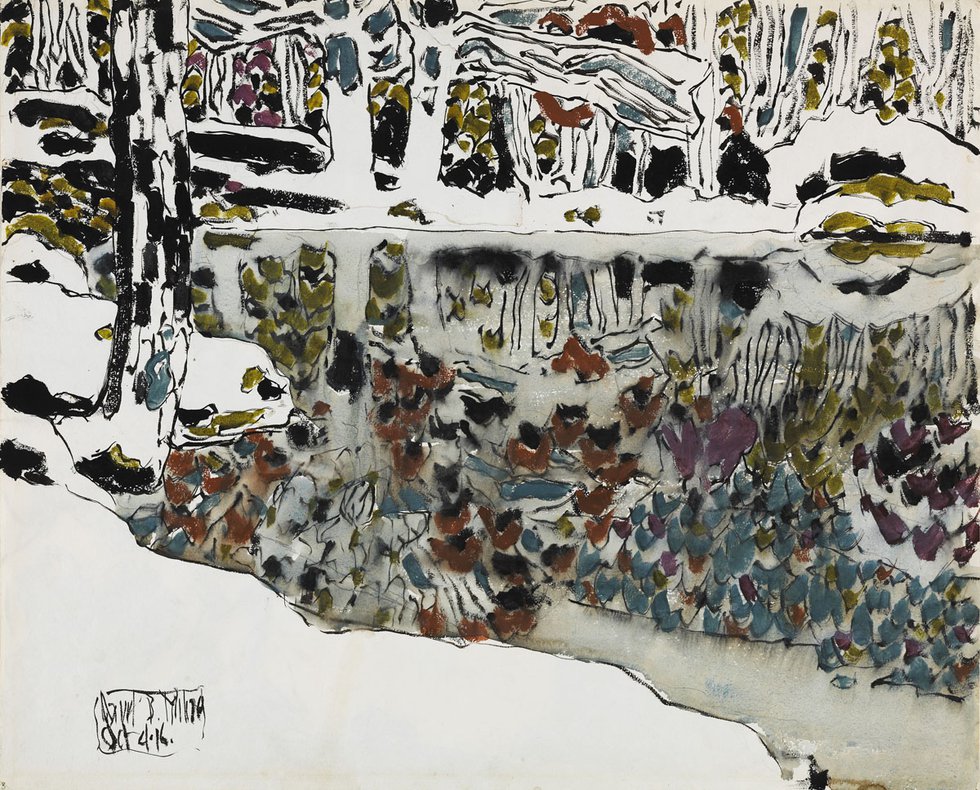 David Milne, “Bishop’s Pond (Reflections),” 1916