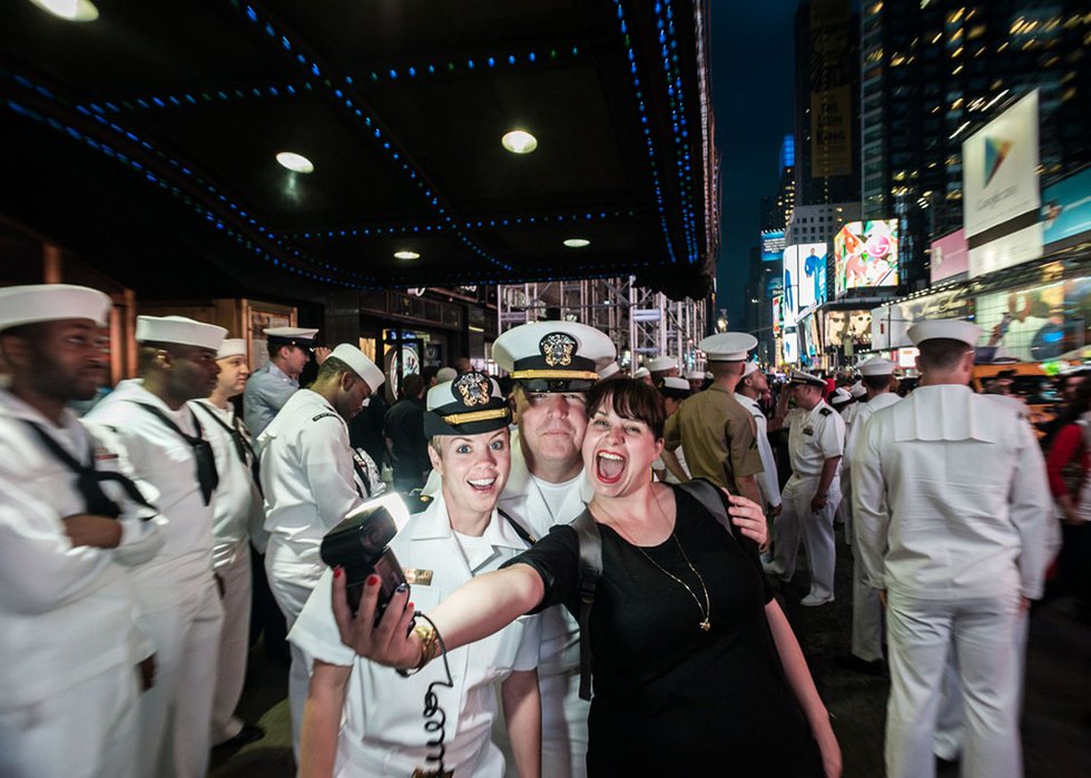 Kathryn Mussallem, "Selfie with Some Sailors, New York, NY, May 2014" (courtesy of the artist)