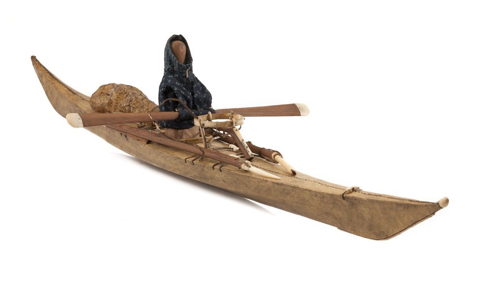 Anonymous, “Qajait (Kayak) Scene, Inuit Kalaalit,” early 20th century (Collection of Glenbow, Calgary)