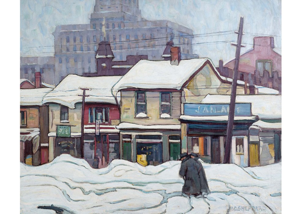 Peter Clapham Sheppard, "Elizabeth Street, Toronto," circa 1930