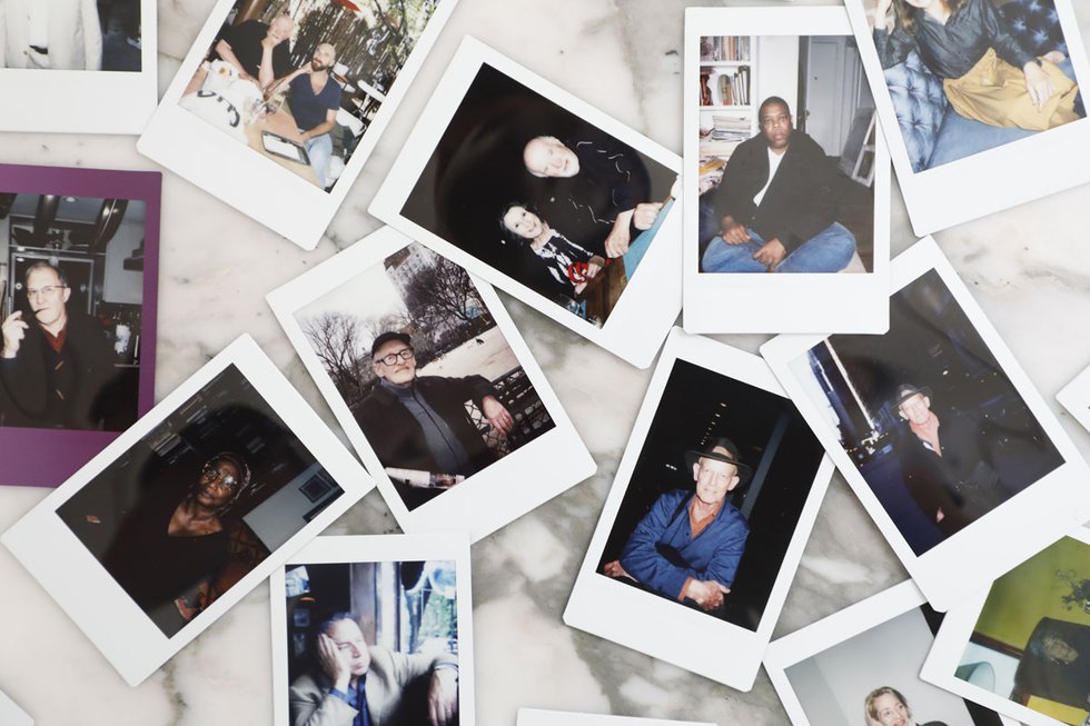 Jarrett Earnest, assorted portraits of art critics, 2015-2017, Fuji Instax photographs (courtesy Jarrett Earnest and David Zwirner)