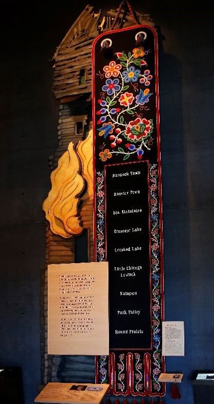 World's largest Métis beadwork, a seven-metre-tall installation by Manitoba Métis artisan Jennine Krauchi that hangs in the CMHR (photo by John Woods)