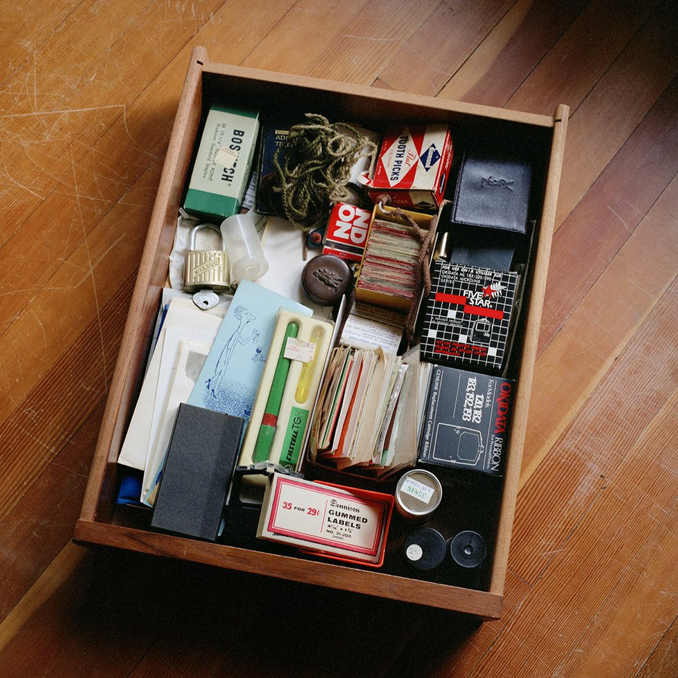 Carol Sawyer, “Desk Drawer: Gummed Labels,” 2019