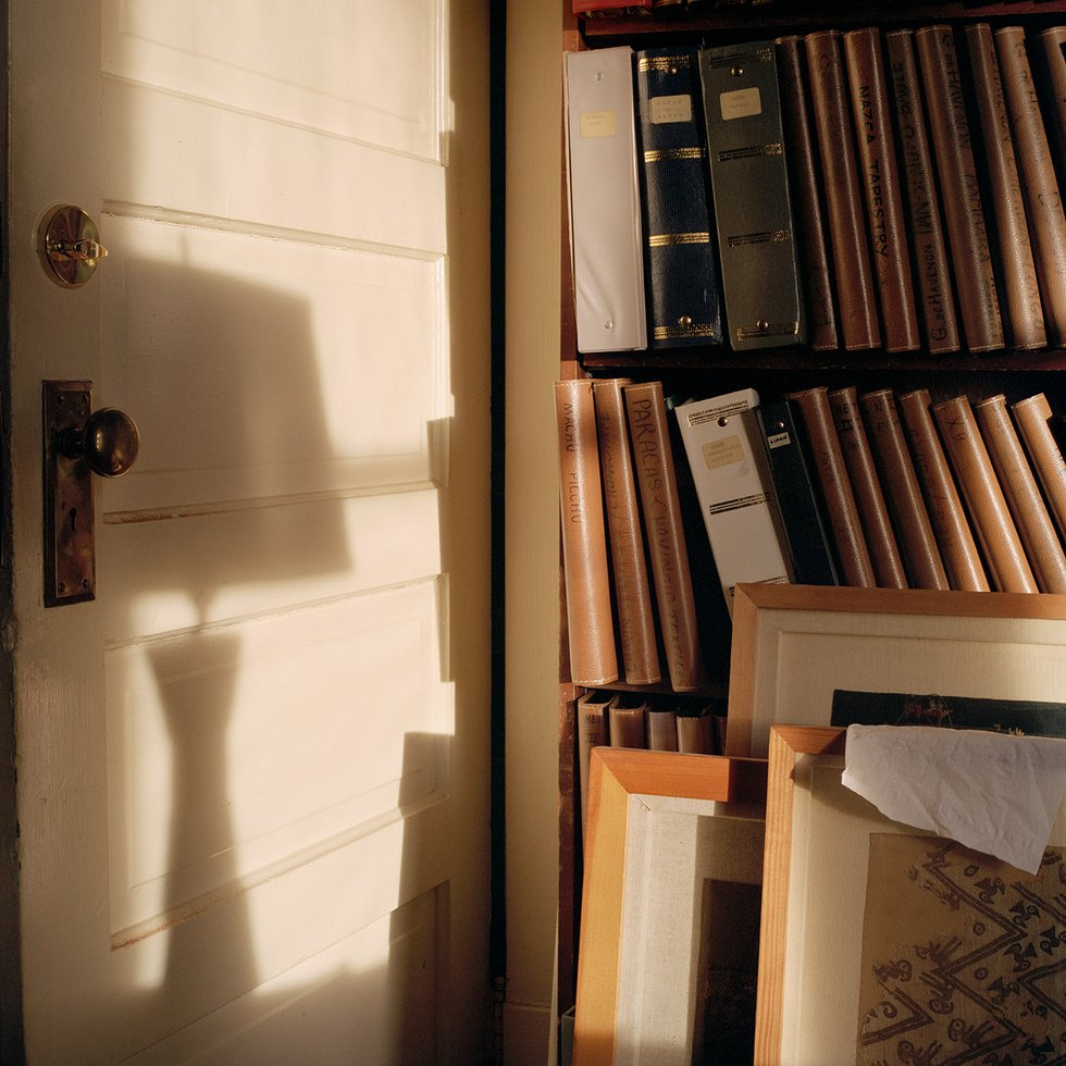 Carol Sawyer, “Bookcase with Lamp Shadow,” 2019