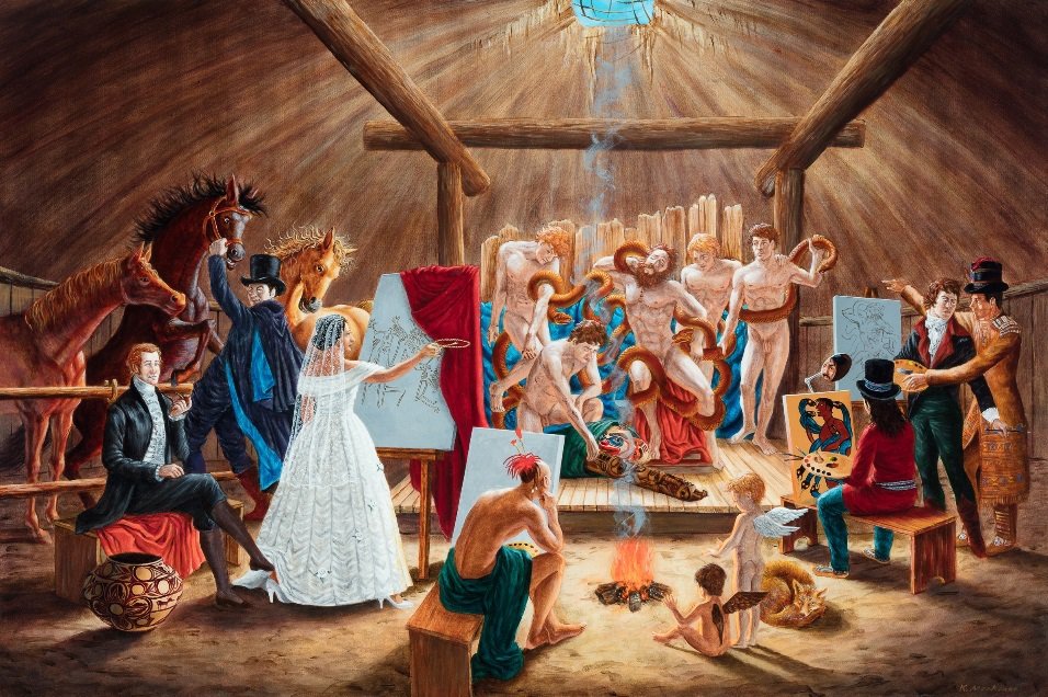 Kent Monkman, "Study for the Academy," 2008, acrylic on canvas, 24" x 36" ($108,000 - Waddington's)