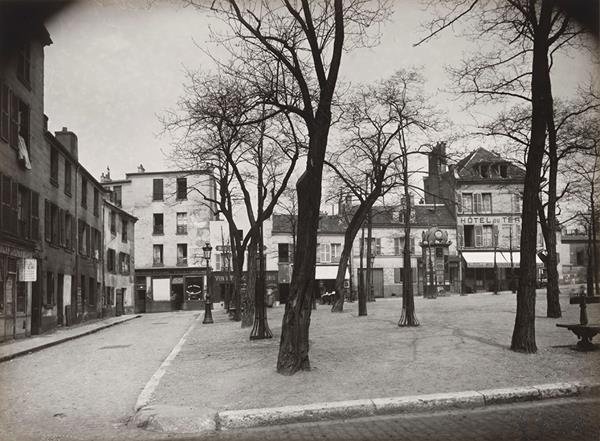 Eugène Atget, "Place du Tertre, Montmartre, Paris," c. 1922 (printed c. 1950s), silver gelatin print, (collection of the Vancouver Art Gallery, Gift of Claudia Beck and Andrew Gruft)