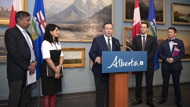 Premier Jason Kenney announces a major upgrade and modernization for the Glenbow Museum. Pictured (L-R): Infrastructure Minister Prasad Panda