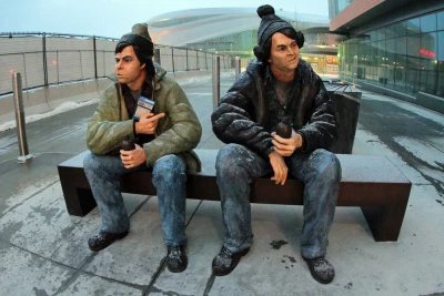 Bob and Doug McKenzie return to Edmonton as statues. (photo by Fish Griwkowsky Edmonton Journal)