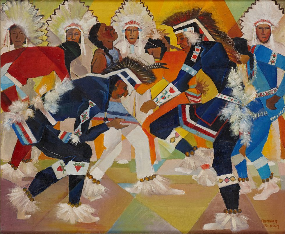 Annora Brown, “Prairie Chicken Dance, Blood Indian Reserve,” 1954