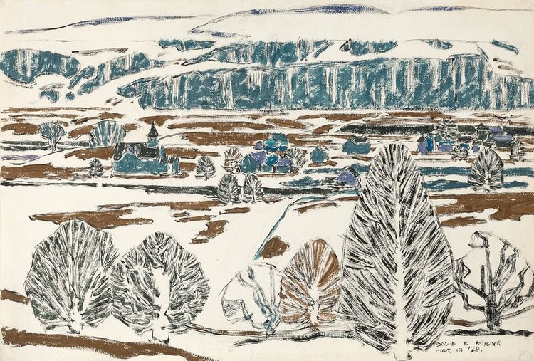 David Milne, "Fox Hill on a Rainy Day (Boston Corners)," 1920