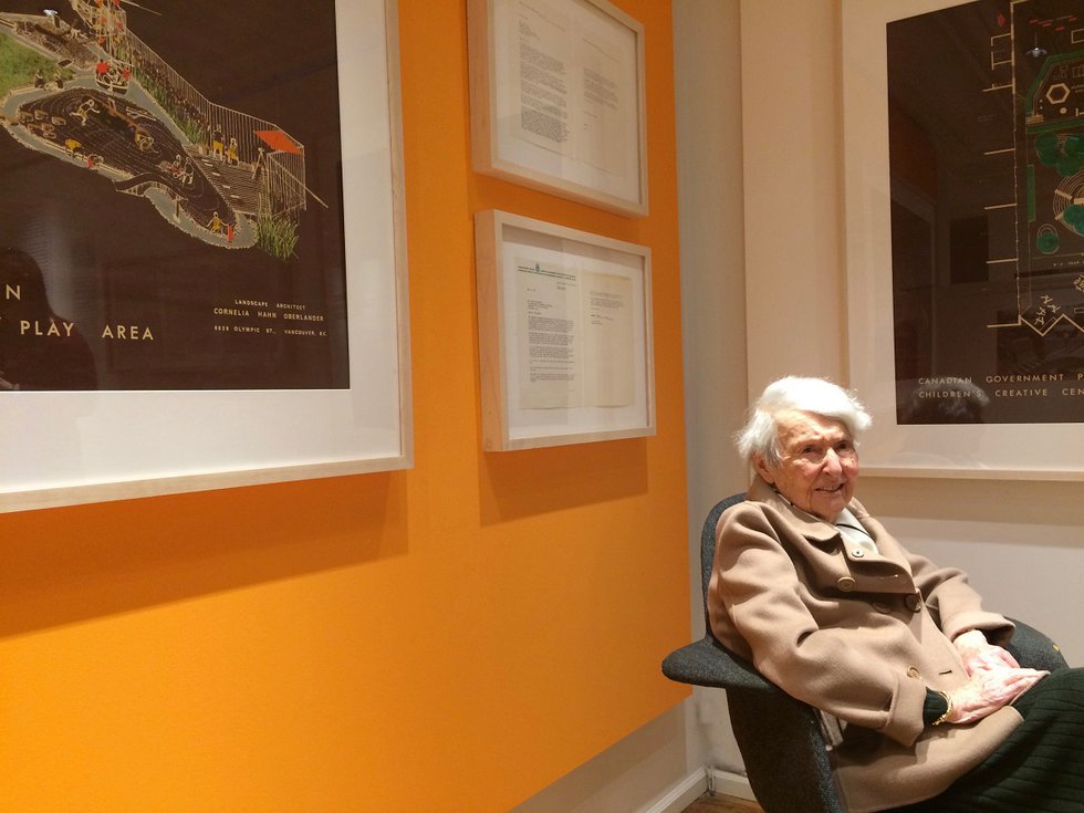 Cornelia Hahn Oberlander attends the preview of "Genius Loci" in January. (courtesy West Vancouver Art Museum)