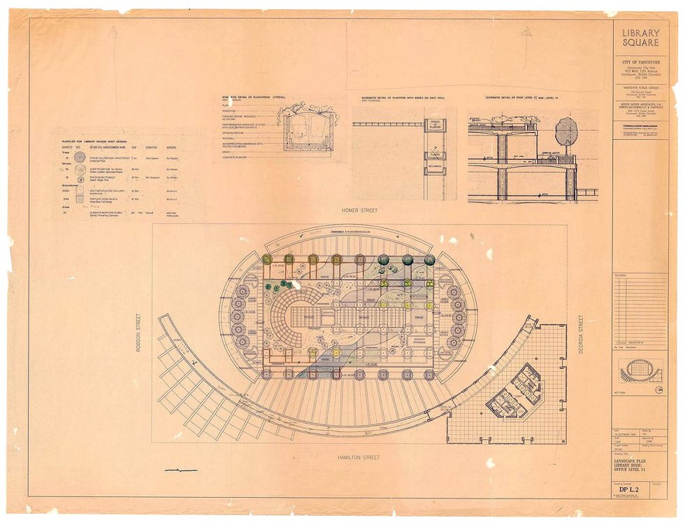 Cornelia Hahn Oberlander, "Roof Landscape Plan for Library Square, Vancouver," 1992 (gift of Cornelia Hahn Oberlander)