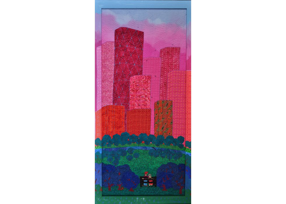 Hélène Blanchet, "Pink City," 2017, textile, 39" x 19"