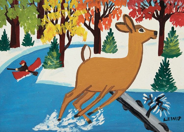 Maud Lewis, “Surprised Deer,” 1961