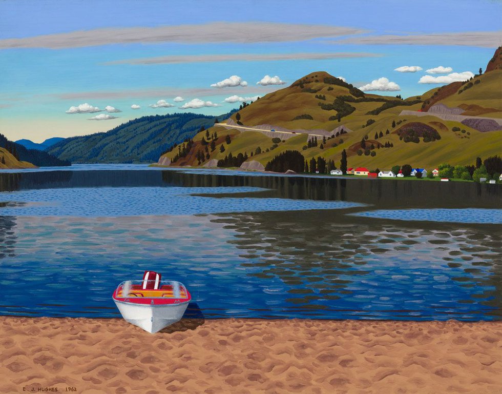 Edward John Hughes, “The Beach at Kalamalka Lake,” 1962