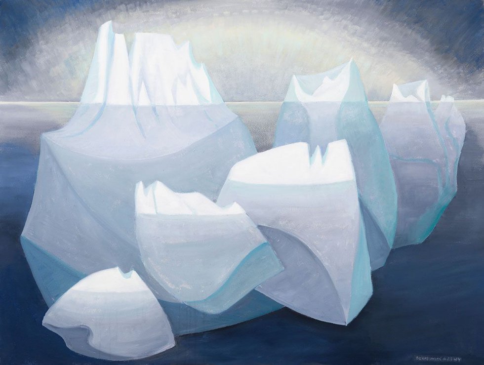 Doris Jean McCarthy, “Aurora and the Bergs,” 1996