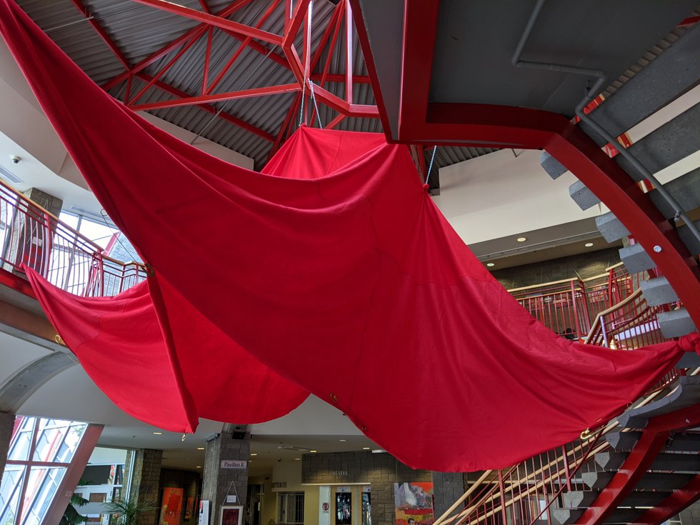 Mary Joyce, “Red Felt Square Hanging/Le carré du feutre rouge,” 2014