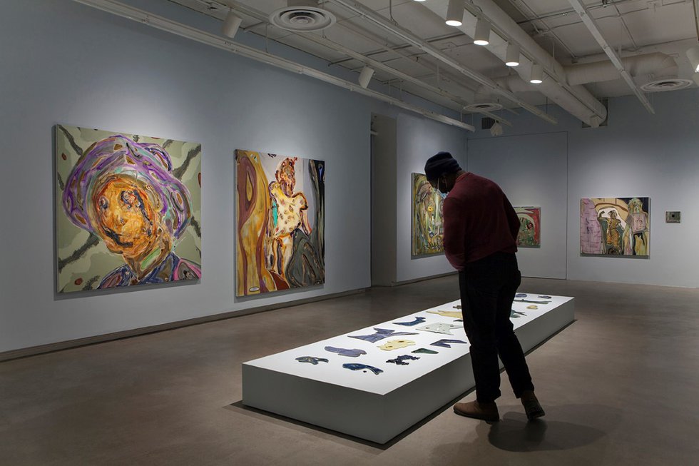 Manuel Mathieu, “World Discovered Under Other Skies,” 2022, installation view at Plug In Institute of Contemporary Art, Winnipeg (photo by Karen Asher)