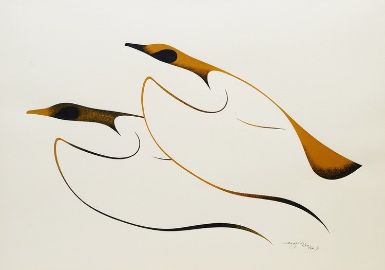 Benjamin Chee Chee, "Two Geese in Flight," 1976