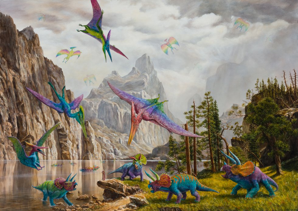 Kent Monkman, “Battle of the piyêsiwak and the misipisiwak,” 2022