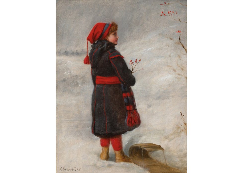 Charlotte Mount Brock Schreiber, “Edith Schreiber with her Sleigh,” no date