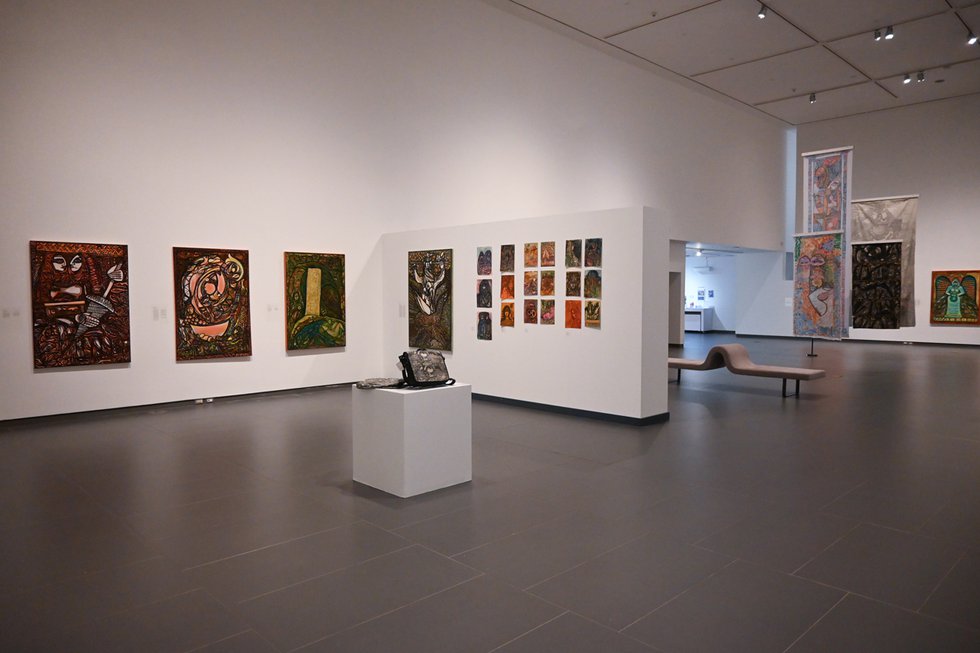 Aboud Salman, "Euphrates storyteller," 2023, installation view at Art Gallery of Grande Prairie (photo by Mohsen Ahi Andy)