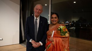 Philip B. Lind and Simranpreet Anand (photo by Alison Boulier)