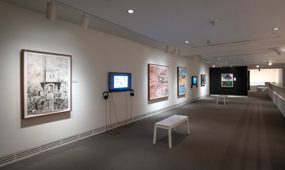 “Drawing on Our History,” 2023, installation view at Carleton University Art Gallery, Ottawa (photo by Justin Wonnacott)