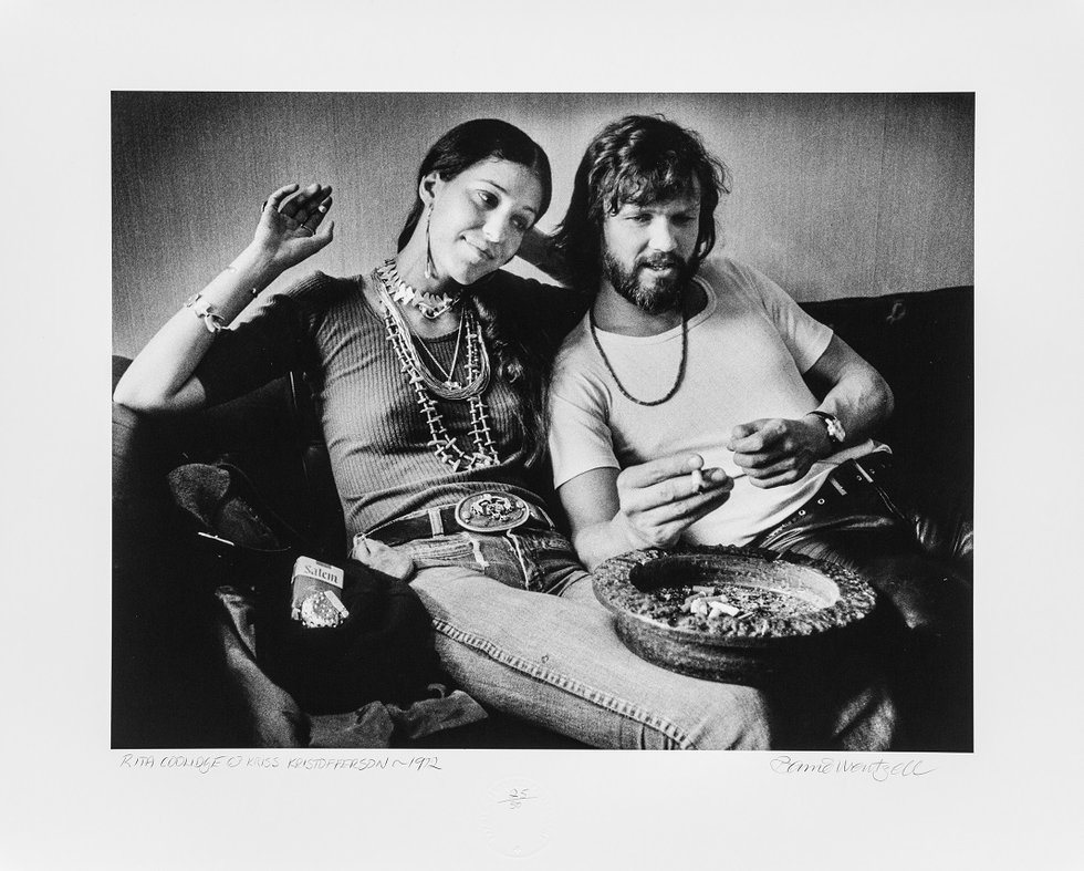 Barrie Wentzell, “Rita Coolidge and Kris Kristofferson,” 1972, gelatin silver print, 16" x 20" (courtesy the artist)