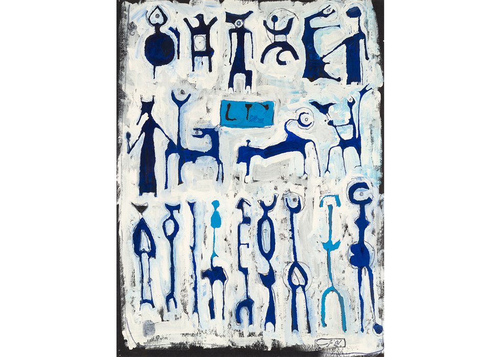 Parviz Tanavoli, “Persepolis #1,” 1961, tempera on paper (Grey Art Gallery, New York University Art Collection, gift of Abby Weed Grey)