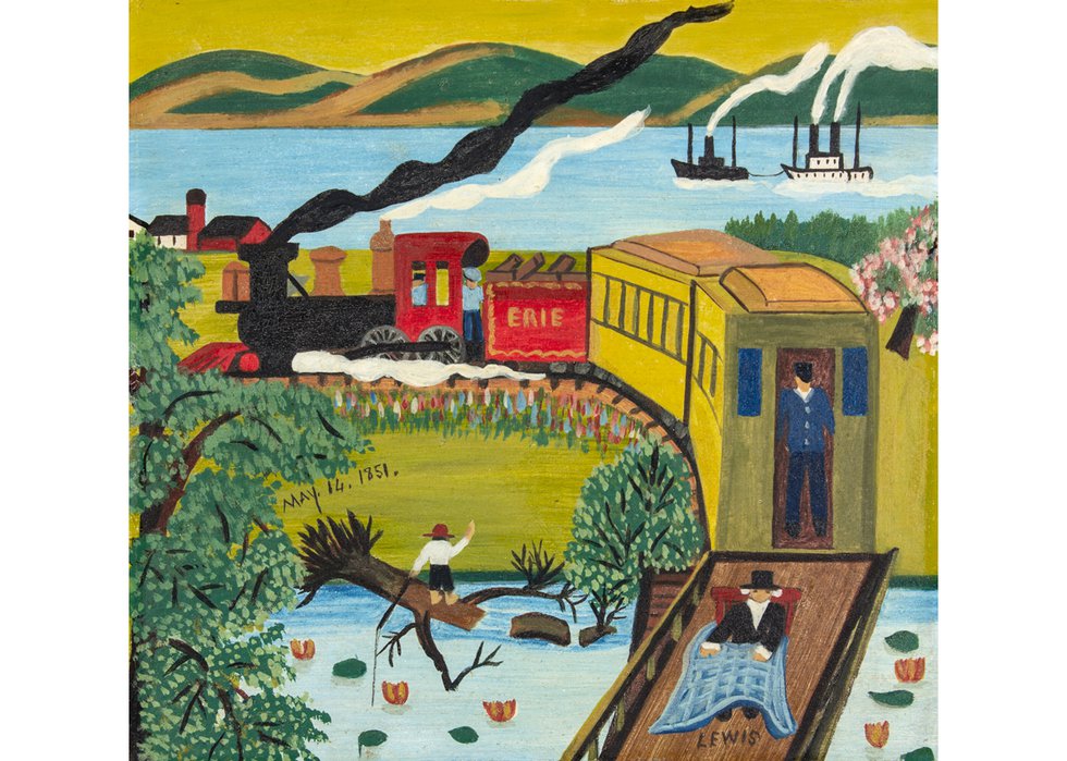 The Maud Lewis oil painting “Eerie Train,” circa 1949/1950