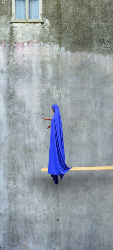 Maïmouna Guerresi, “Blue Trampoline,” 2016, Lambda prints mounted on aluminum (© Maïmouna Guerresi, courtesy Mariane Ibrahim)