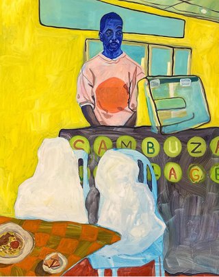 Sarah-Mecca Abdourahman, “Sambuza,” 2023, oil on canvas, 48" x 36" After School,