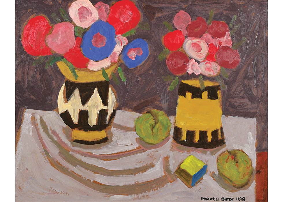 Maxwell Bennett Bates,“Untitled - Floral Still Life,” 1973, oil on wood board, 16" x 20" (sold at Levis for $9,360)