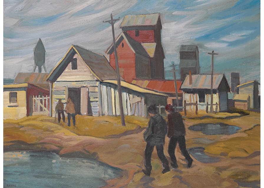 Henry George Glyde, “Elevators, Vegreville,” 1974, oil on canvas, 18" x 24" (sold at Levis for $10,530)