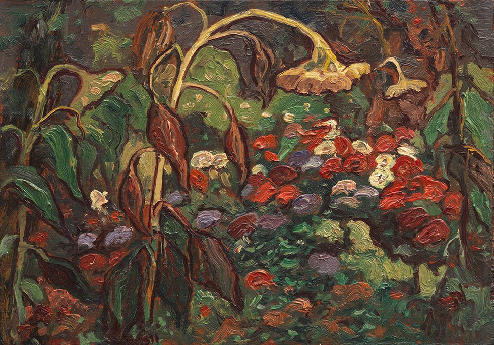 Sketch after “The Tangled Garden,” no date, oil on paperboard (courtesy of the Vancouver Art Gallery)