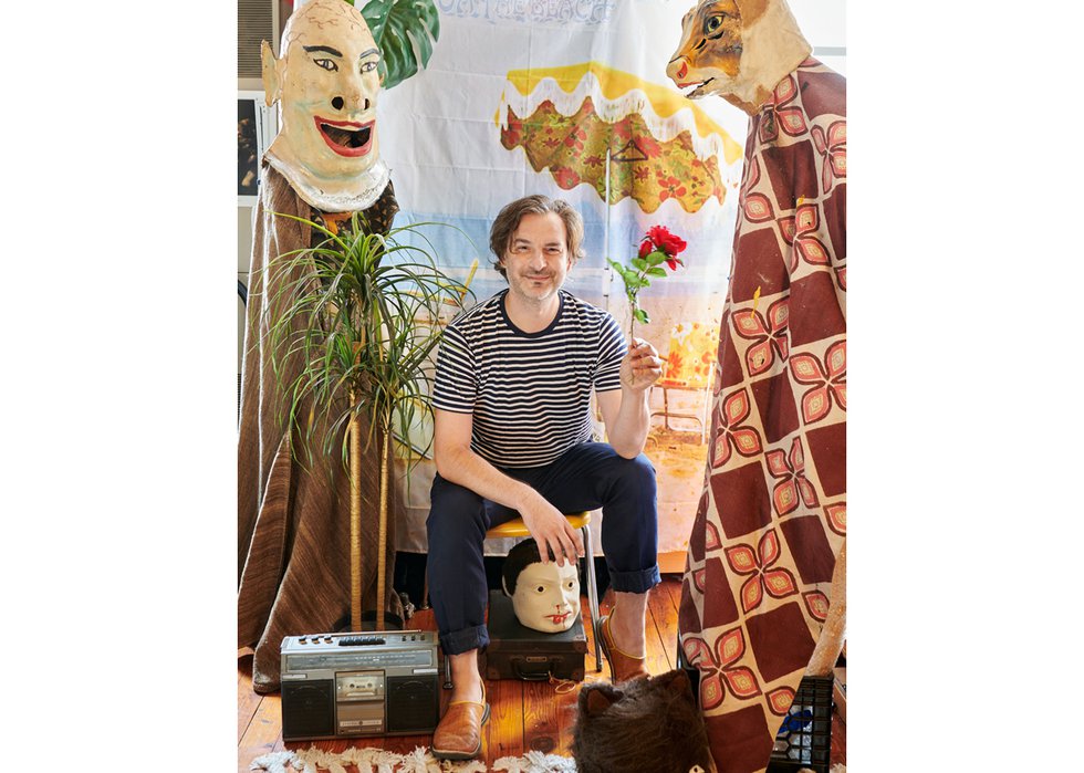 Marcel Dzama in his Brooklyn studio, 2021 (photo by Jason Schmidt, courtesy the artist and David Zwirner)