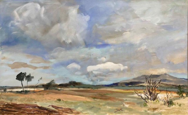 Wynona Mulcaster, “Prairie Slough,” 1991, acrylic on paper (collection of the University of Saskatchewan)