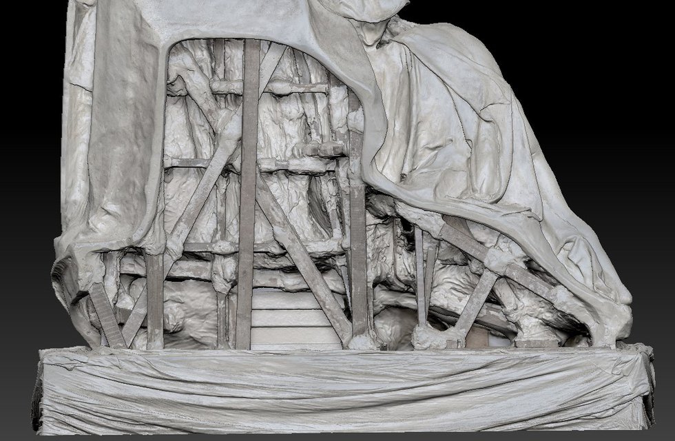 Back view detail of Walter Allward, “The Breaking of the Sword” maquette, Canadian National Vimy Memorial (photo courtesy of CANADIGM)