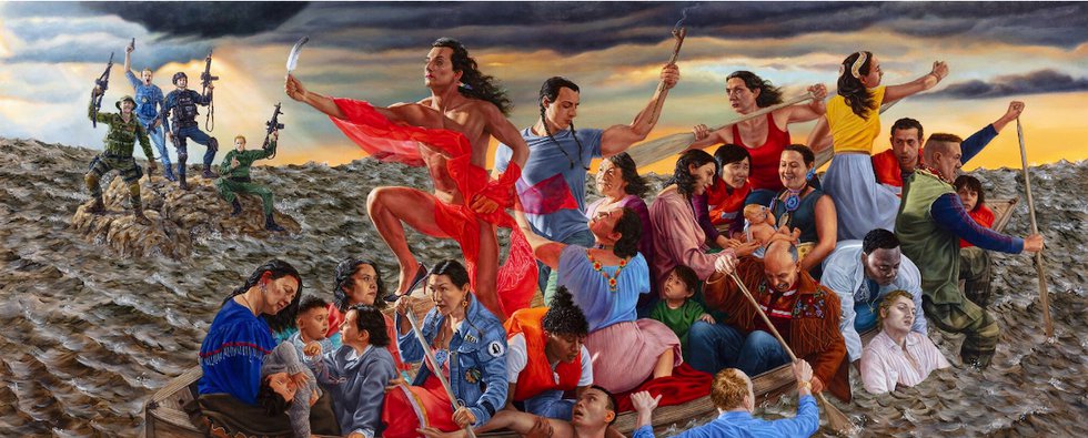 Kent Monkman, Study for “mistikôsiwak (Wooden Boat People): Resurgence of the People,” (Final Variation) (detail), 2019