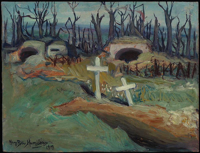 Mary Riter Hamilton, “Gun Emplacements, Farbus Wood, Vimy Ridge,” 1919 (photo courtesy of Canadian War Museum)