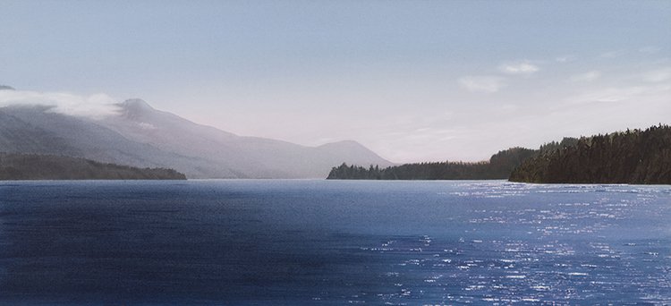 Takao Tanabe, “Nootka 1/91: in Hanna Channel,” 1991, acrylic on canvas, 27" x 68.6" (sold by Heffel for $451,250)