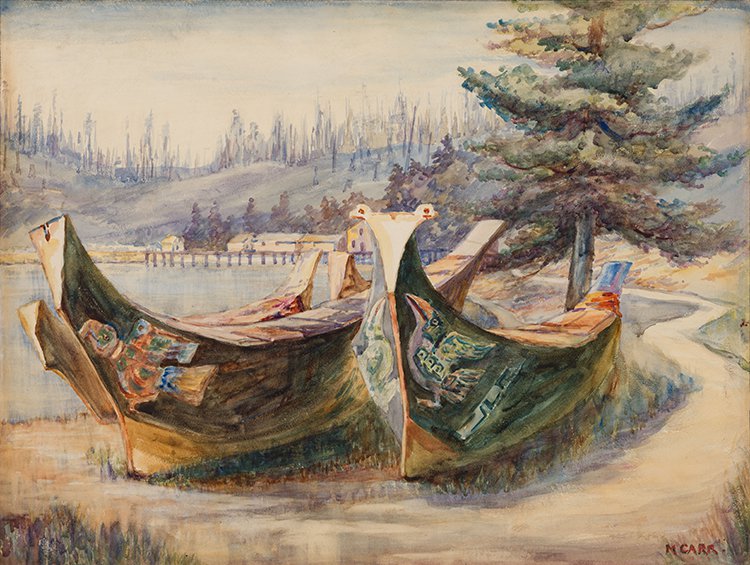 Emily Carr, “War Canoes, Alert Bay,” 1908, watercolour on paper, 15" x 19.5" (sold at Heffel for $871,250)