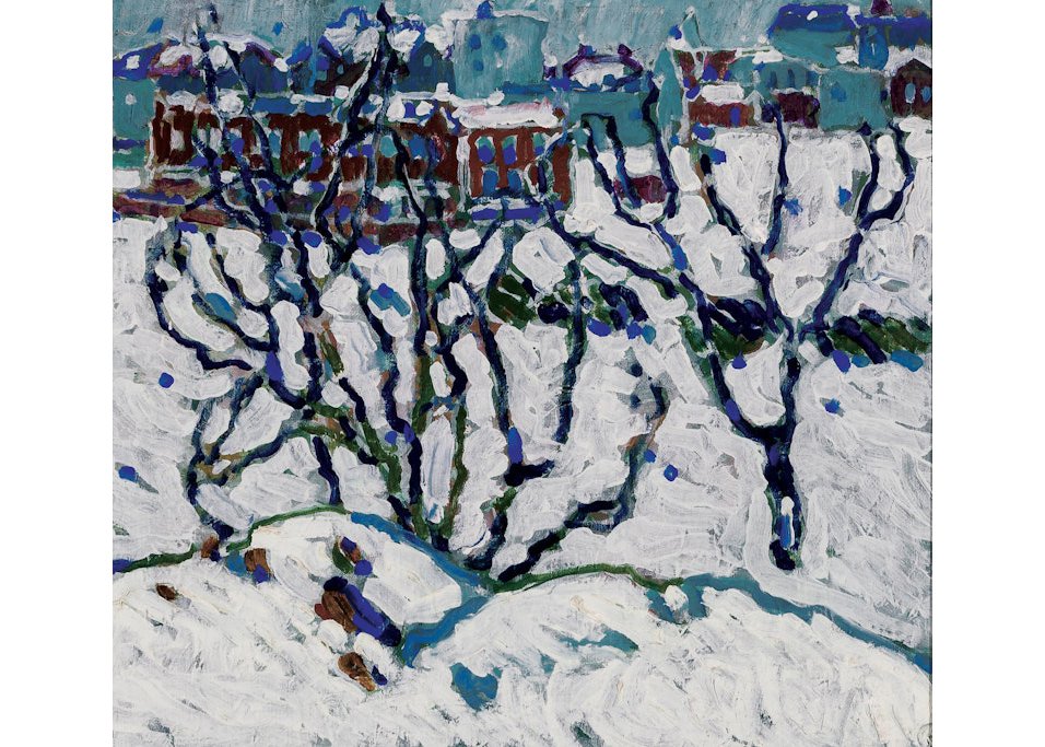 David Milne, “Bare Trees in Snow (New York),” 1914-15, oil on canvas, 18.25" x 20.25"