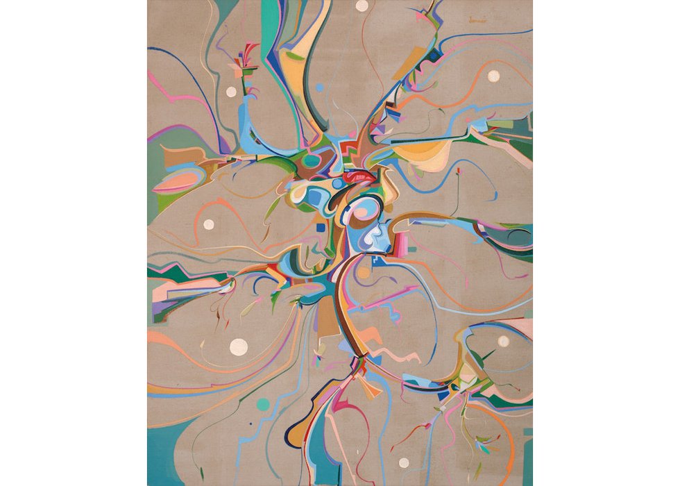 Alex Janvier, “Dene (the people),” 1991, acrylic on canvas, 60.25" x 48"