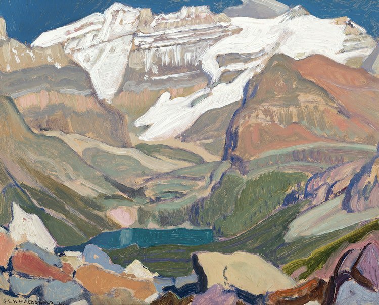 J.E.H. MacDonald, “Lake O'Hara,” 1925, oil on board, 8.5" x 10.5"